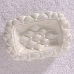 Vintage Arnels Iridescent Ceramic  Quilted Textured Soap Dish
